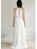 Ivory Chiffon Keyhole Back Wedding Dress